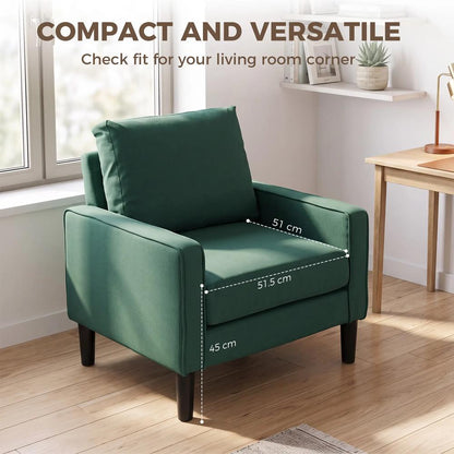 HOMCOM Accent Chair, Removable Pillow Linen Armchair with Comfy Spring Cushion for Living Room, Bedroom, Study Additional View 37
