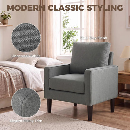 HOMCOM Accent Chair, Removable Pillow Linen Armchair with Comfy Spring Cushion for Living Room, Bedroom, Study Additional View 6