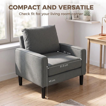 HOMCOM Accent Chair, Removable Pillow Linen Armchair with Comfy Spring Cushion for Living Room, Bedroom, Study Additional View 7
