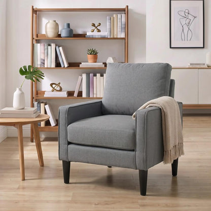 HOMCOM Accent Chair, Removable Pillow Linen Armchair with Comfy Spring Cushion for Living Room, Bedroom, Study Additional View 9