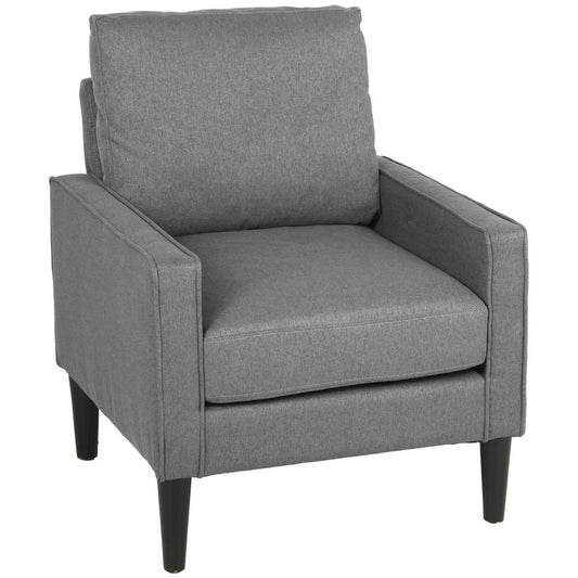 HOMCOM Accent Chair, Removable Pillow Linen Armchair with Comfy Spring Cushion for Living Room, Bedroom, Study