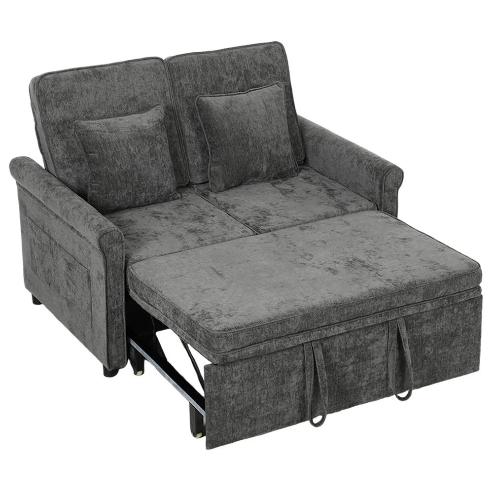 HOMCOM 2 Seater Sofa Bed 3-in-1 Convertible Chenille Pull Out Sleeper Sofa with 5-Position Adjustable Backrest Additional View 15