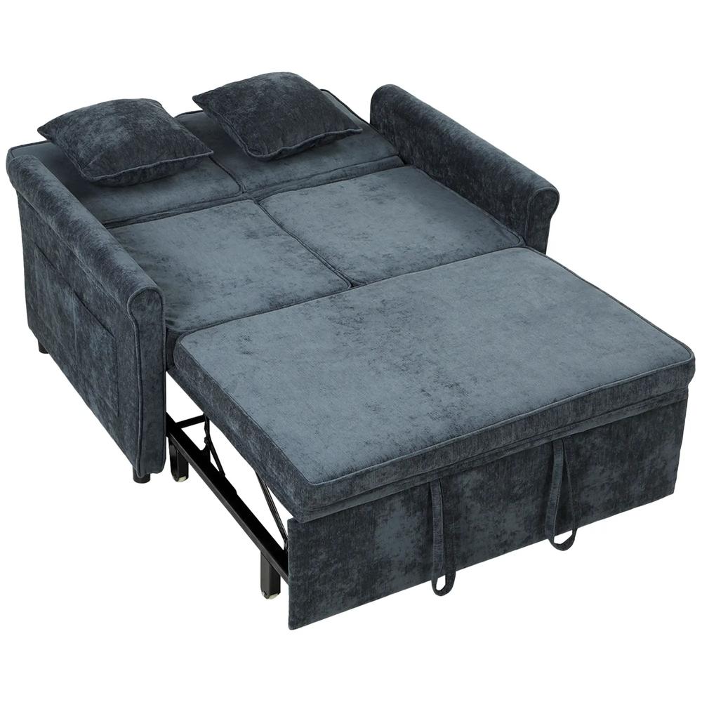 HOMCOM 2 Seater Sofa Bed 3-in-1 Convertible Chenille Pull Out Sleeper Sofa with 5-Position Adjustable Backrest Additional View 16