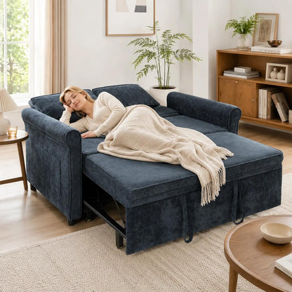 HOMCOM 2 Seater Sofa Bed 3-in-1 Convertible Chenille Pull Out Sleeper Sofa with 5-Position Adjustable Backrest Additional View 23