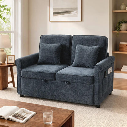 HOMCOM 2 Seater Sofa Bed 3-in-1 Convertible Chenille Pull Out Sleeper Sofa with 5-Position Adjustable Backrest Additional View 29
