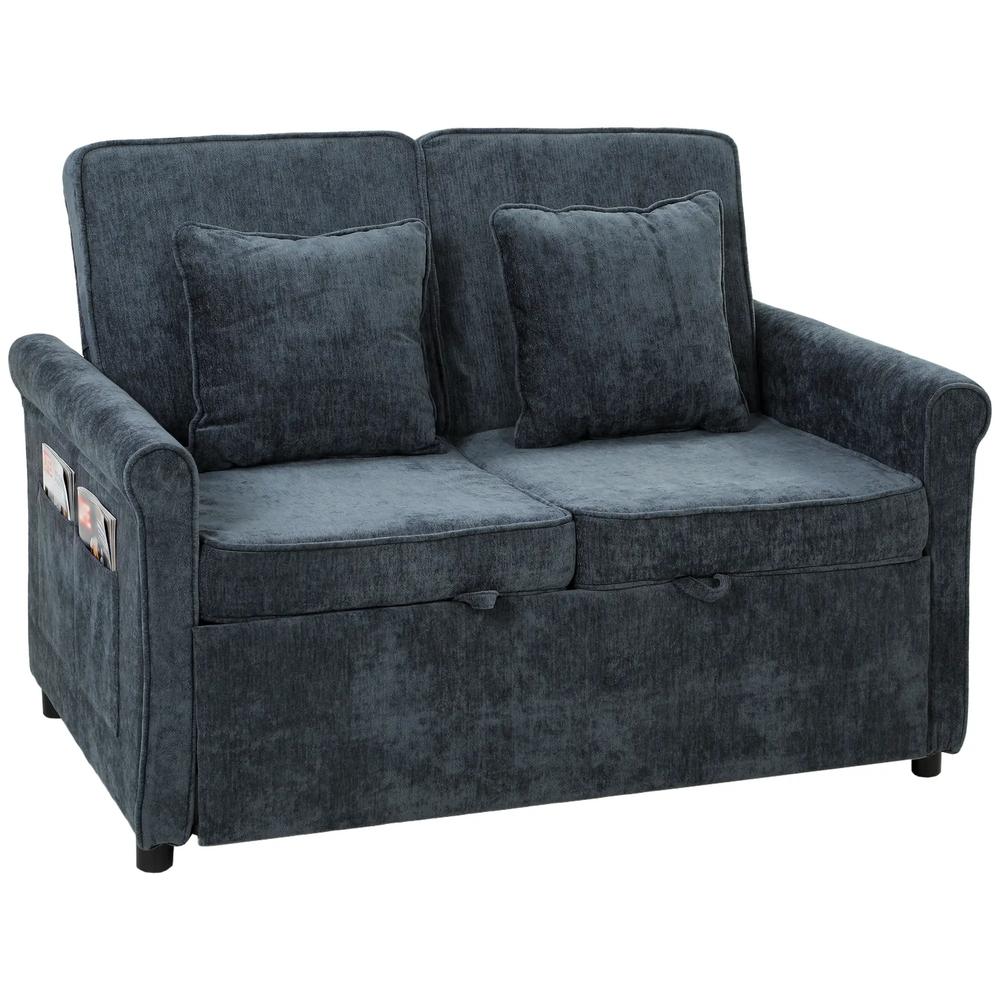 HOMCOM 2 Seater Sofa Bed 3-in-1 Convertible Chenille Pull Out Sleeper Sofa with 5-Position Adjustable Backrest Additional View 30