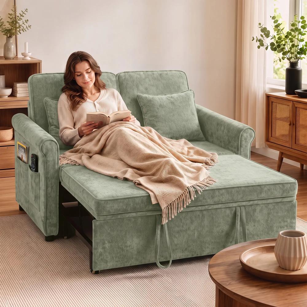 HOMCOM 2 Seater Sofa Bed 3-in-1 Convertible Chenille Pull Out Sleeper Sofa with 5-Position Adjustable Backrest Additional View 32