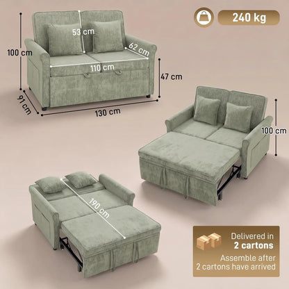HOMCOM 2 Seater Sofa Bed 3-in-1 Convertible Chenille Pull Out Sleeper Sofa with 5-Position Adjustable Backrest Additional View 33