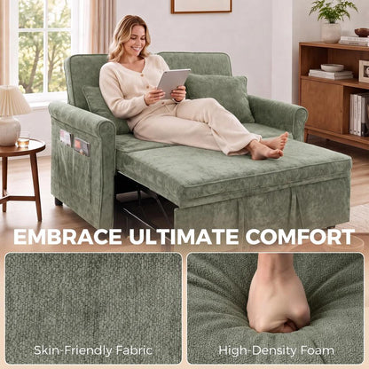 HOMCOM 2 Seater Sofa Bed 3-in-1 Convertible Chenille Pull Out Sleeper Sofa with 5-Position Adjustable Backrest Additional View 36