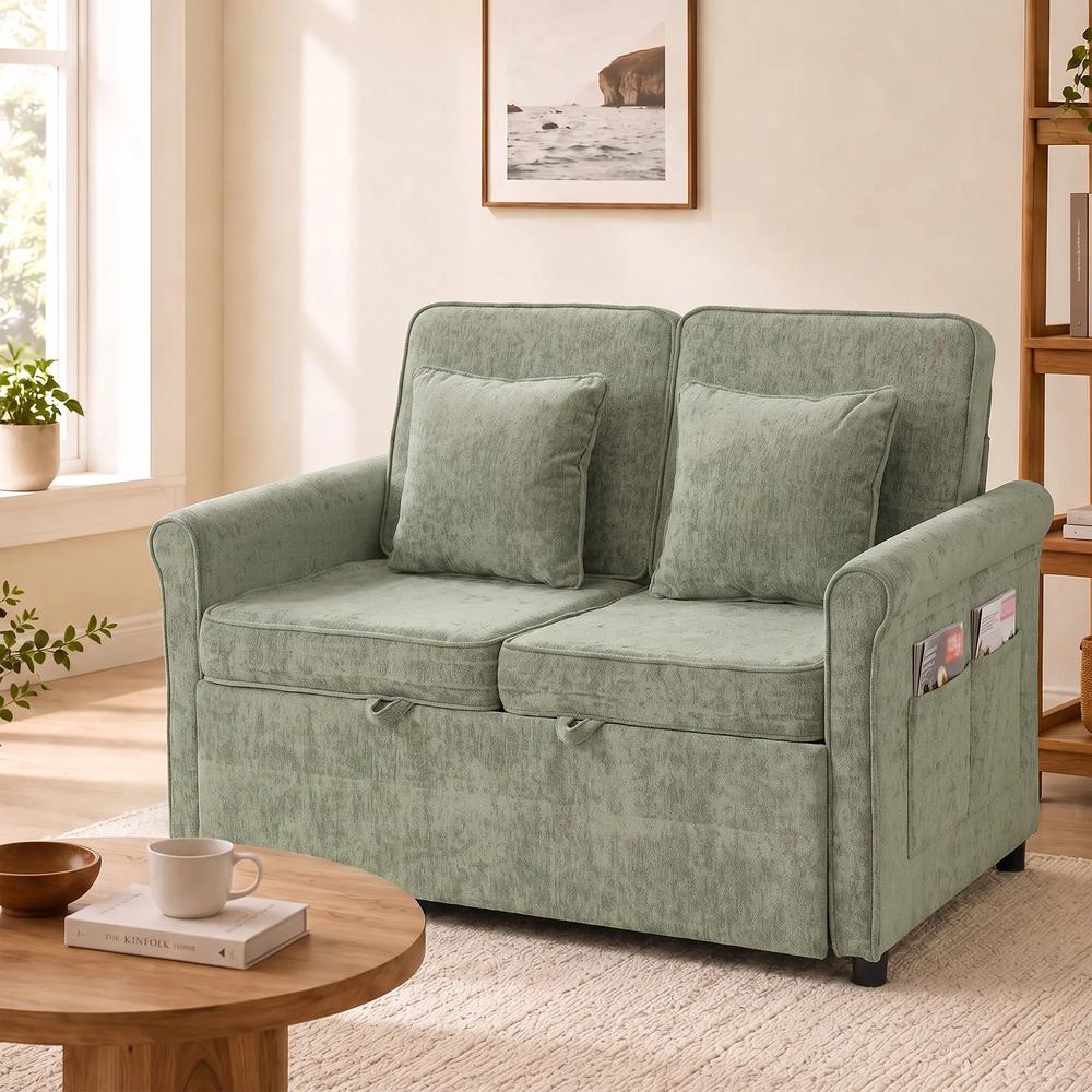 HOMCOM 2 Seater Sofa Bed 3-in-1 Convertible Chenille Pull Out Sleeper Sofa with 5-Position Adjustable Backrest Additional View 39