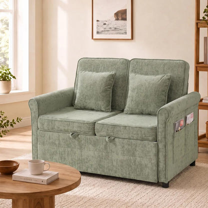 HOMCOM 2 Seater Sofa Bed 3-in-1 Convertible Chenille Pull Out Sleeper Sofa with 5-Position Adjustable Backrest Additional View 39