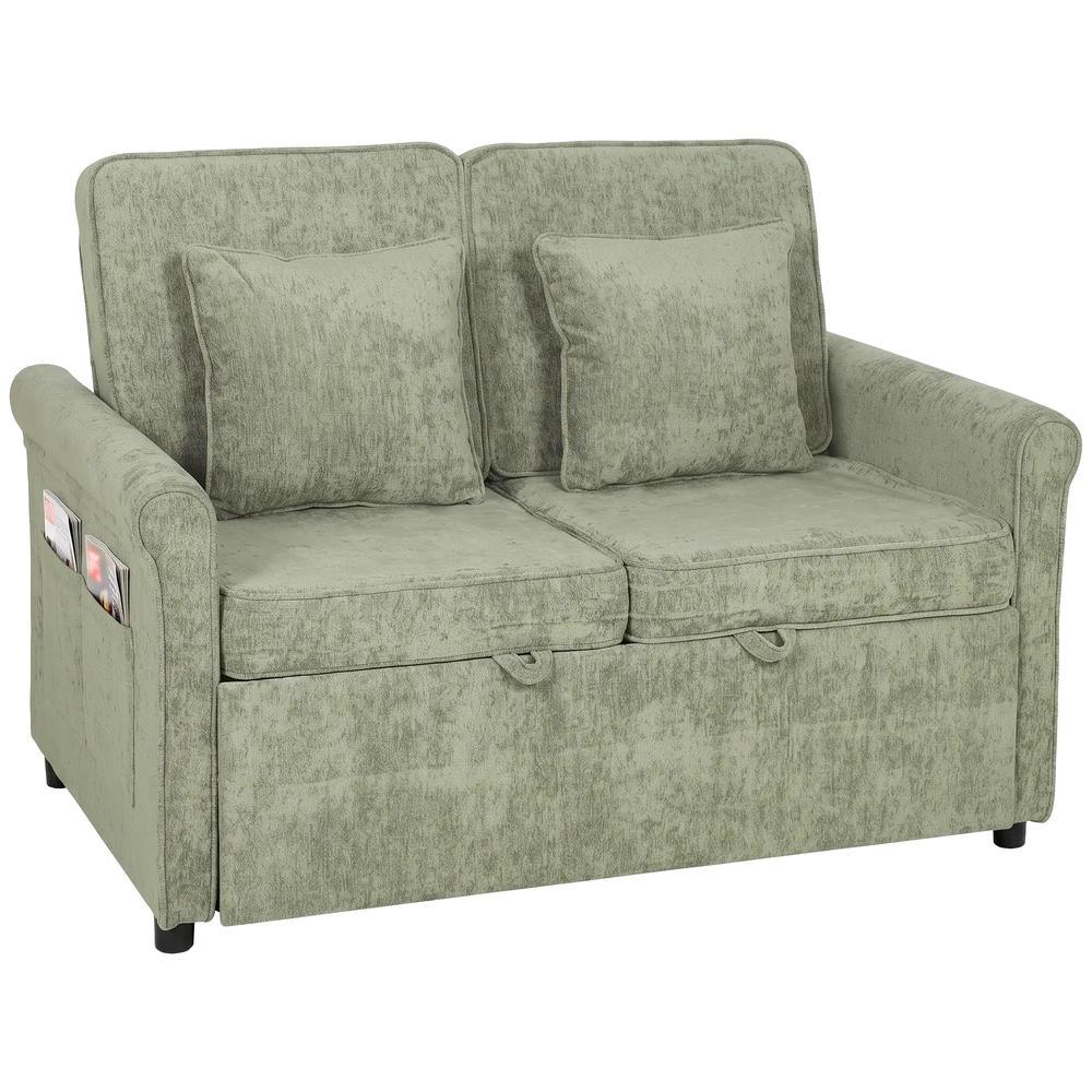 HOMCOM 2 Seater Sofa Bed 3-in-1 Convertible Chenille Pull Out Sleeper Sofa with 5-Position Adjustable Backrest Additional View 45