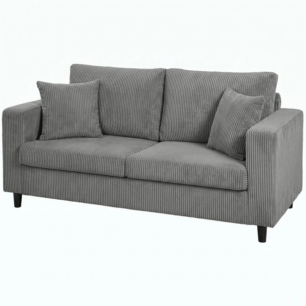 HOMCOM Loveseat Sofa with Wide Seat, Corduroy 2 Seater Couch with Deep Seat, Spring Cushion Additional View 15