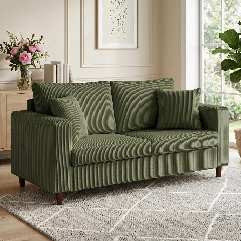 HOMCOM Loveseat Sofa with Wide Seat, Corduroy 2 Seater Couch with Deep Seat, Spring Cushion Additional View 17