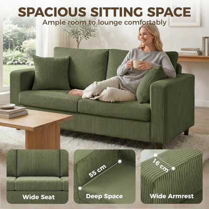 HOMCOM Loveseat Sofa with Wide Seat, Corduroy 2 Seater Couch with Deep Seat, Spring Cushion Additional View 19