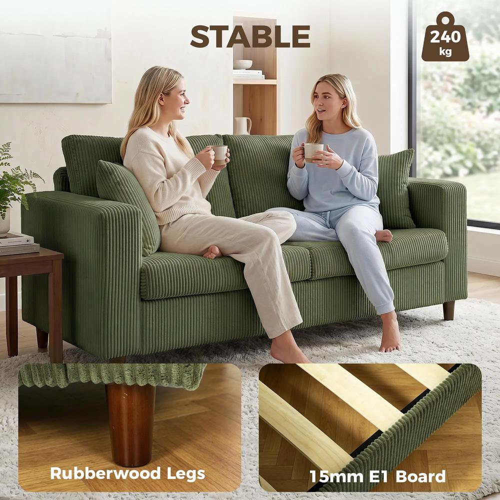 HOMCOM Loveseat Sofa with Wide Seat, Corduroy 2 Seater Couch with Deep Seat, Spring Cushion Additional View 22