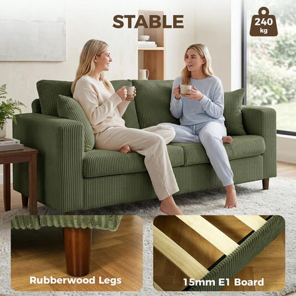 HOMCOM Loveseat Sofa with Wide Seat, Corduroy 2 Seater Couch with Deep Seat, Spring Cushion Additional View 22