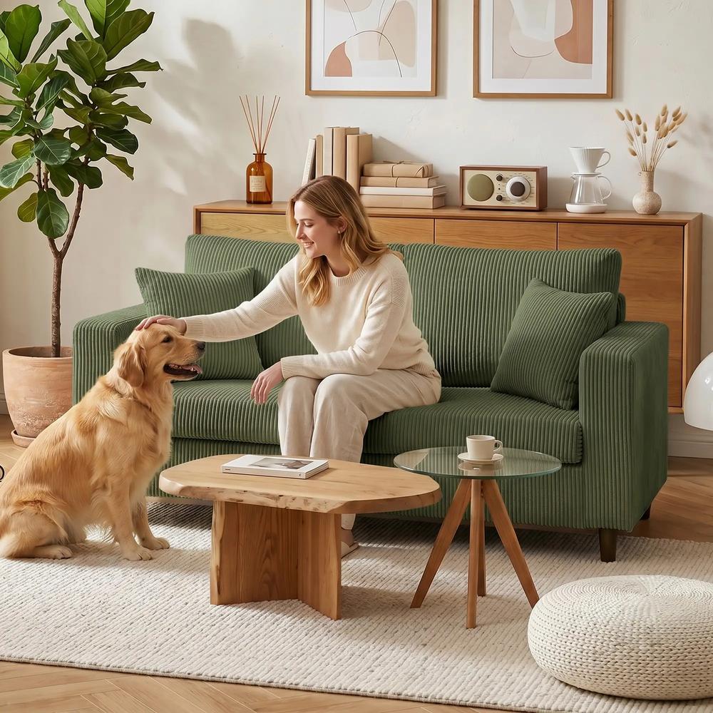 HOMCOM Loveseat Sofa with Wide Seat, Corduroy 2 Seater Couch with Deep Seat, Spring Cushion Additional View 23