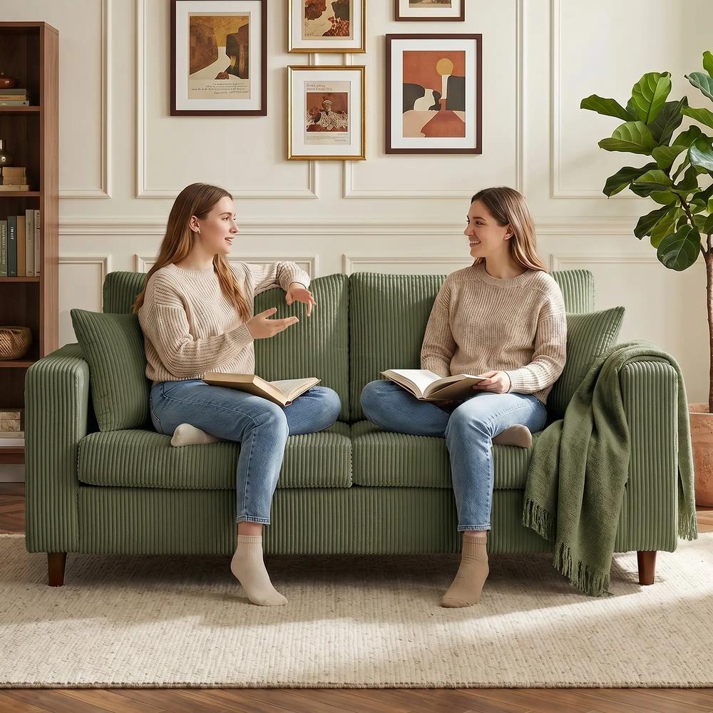 HOMCOM Loveseat Sofa with Wide Seat, Corduroy 2 Seater Couch with Deep Seat, Spring Cushion Additional View 24