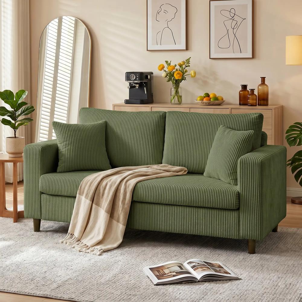 HOMCOM Loveseat Sofa with Wide Seat, Corduroy 2 Seater Couch with Deep Seat, Spring Cushion Additional View 29