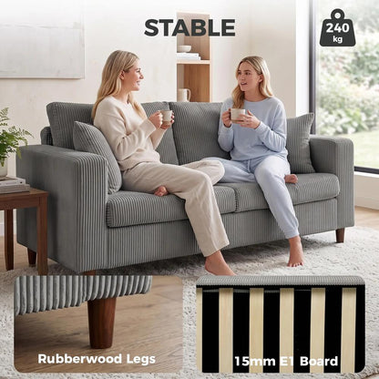HOMCOM Loveseat Sofa with Wide Seat, Corduroy 2 Seater Couch with Deep Seat, Spring Cushion Additional View 7