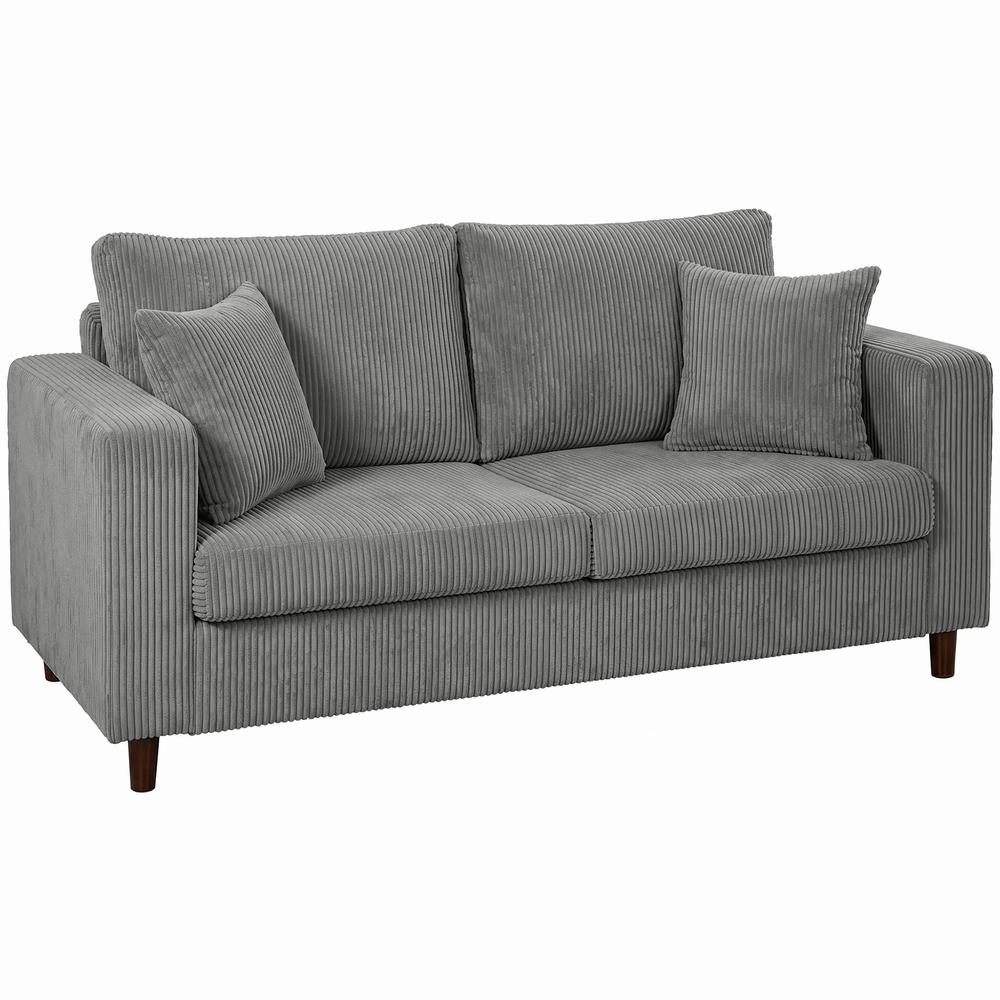 HOMCOM Loveseat Sofa with Wide Seat, Corduroy 2 Seater Couch with Deep Seat, Spring Cushion