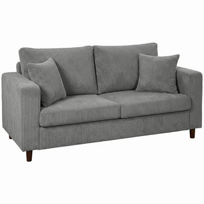 HOMCOM Loveseat Sofa with Wide Seat, Corduroy 2 Seater Couch with Deep Seat, Spring Cushion