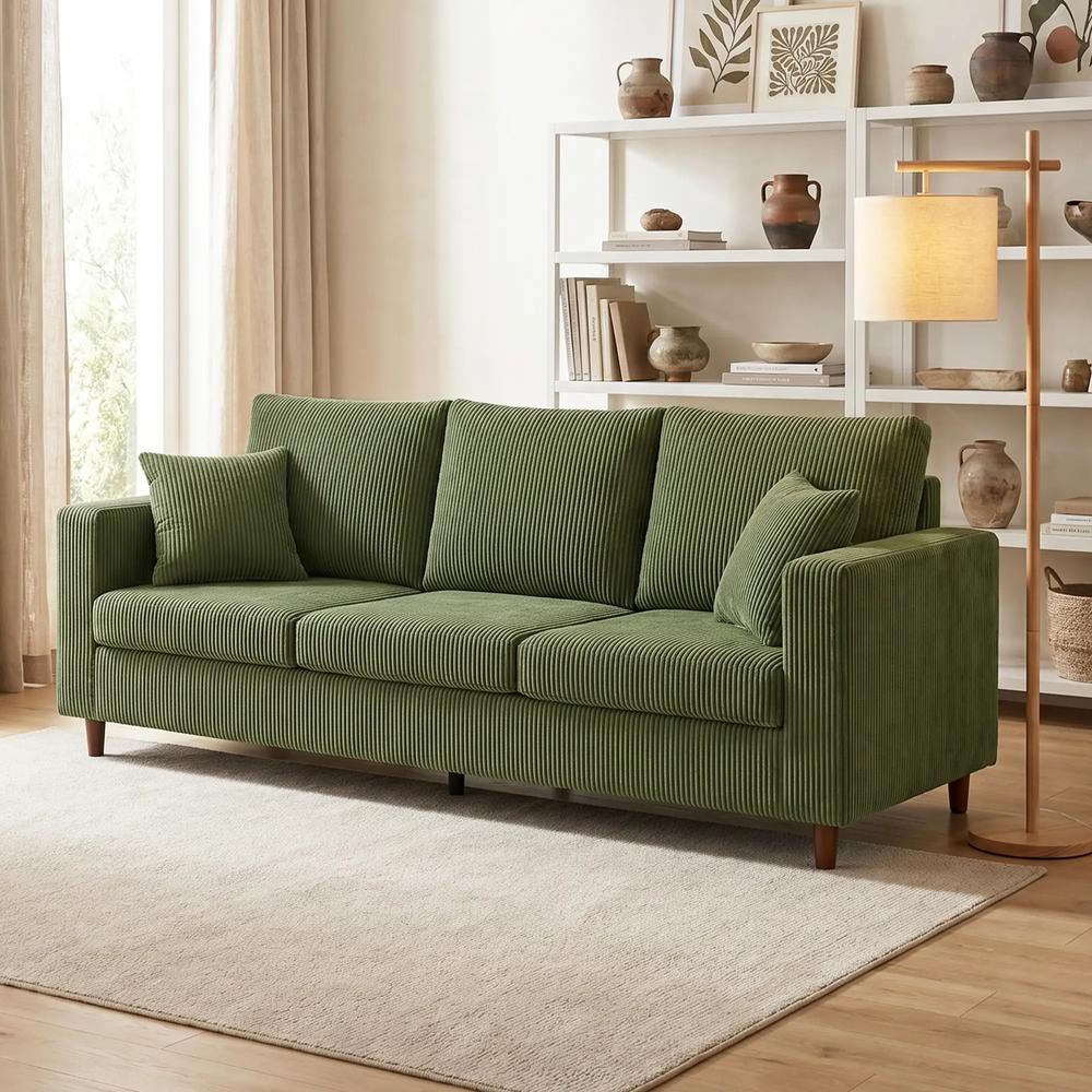 HOMCOM 3 Seater Sofa with Wide Seat, Corduroy Fabric Couch with Deep Seat, Spring Cushion Additional View 14
