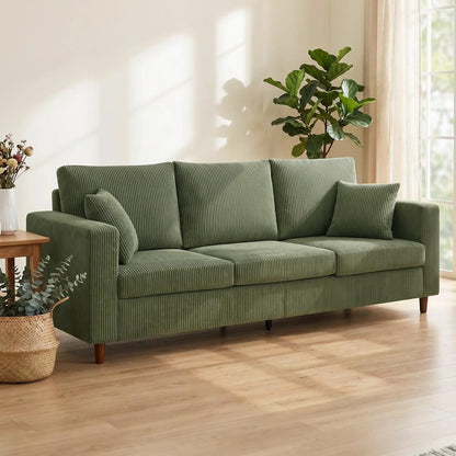 HOMCOM 3 Seater Sofa with Wide Seat, Corduroy Fabric Couch with Deep Seat, Spring Cushion Additional View 2
