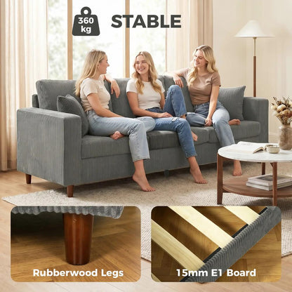 HOMCOM 3 Seater Sofa with Wide Seat, Corduroy Fabric Couch with Deep Seat, Spring Cushion Additional View 22