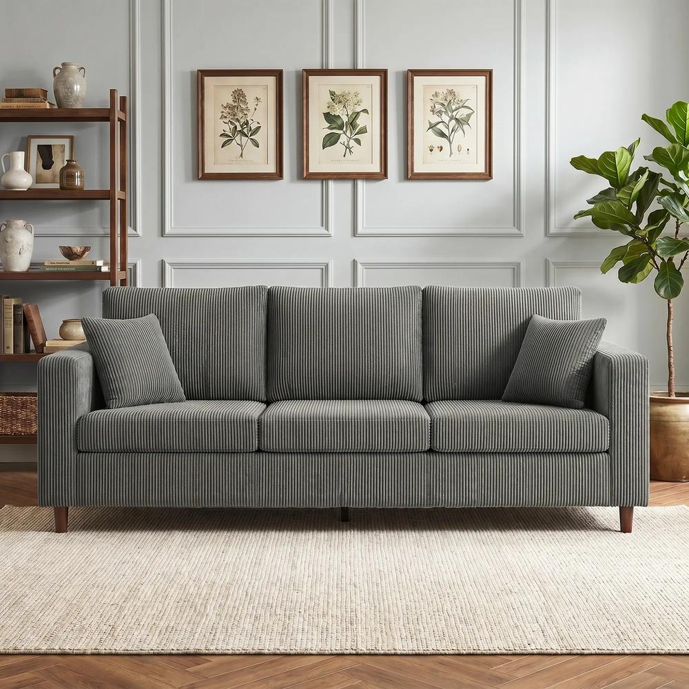 HOMCOM 3 Seater Sofa with Wide Seat, Corduroy Fabric Couch with Deep Seat, Spring Cushion Additional View 23