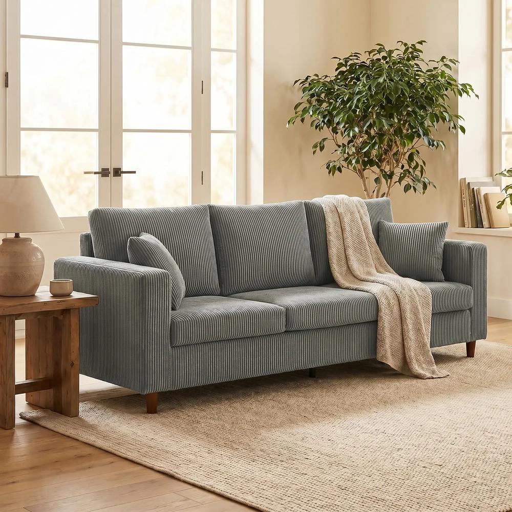 HOMCOM 3 Seater Sofa with Wide Seat, Corduroy Fabric Couch with Deep Seat, Spring Cushion Additional View 24