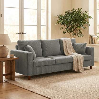 HOMCOM 3 Seater Sofa with Wide Seat, Corduroy Fabric Couch with Deep Seat, Spring Cushion Additional View 24