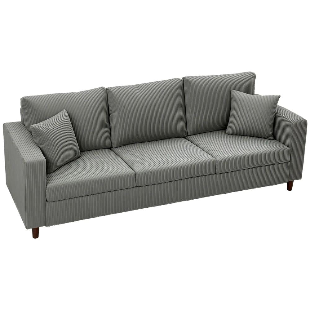 HOMCOM 3 Seater Sofa with Wide Seat, Corduroy Fabric Couch with Deep Seat, Spring Cushion Additional View 30