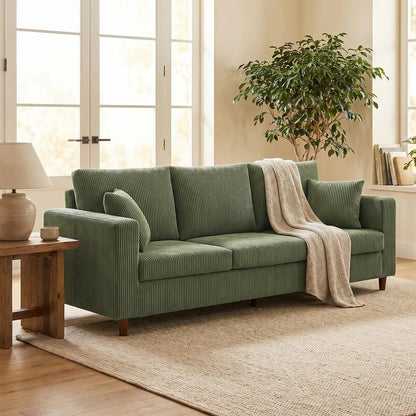 HOMCOM 3 Seater Sofa with Wide Seat, Corduroy Fabric Couch with Deep Seat, Spring Cushion Additional View 9