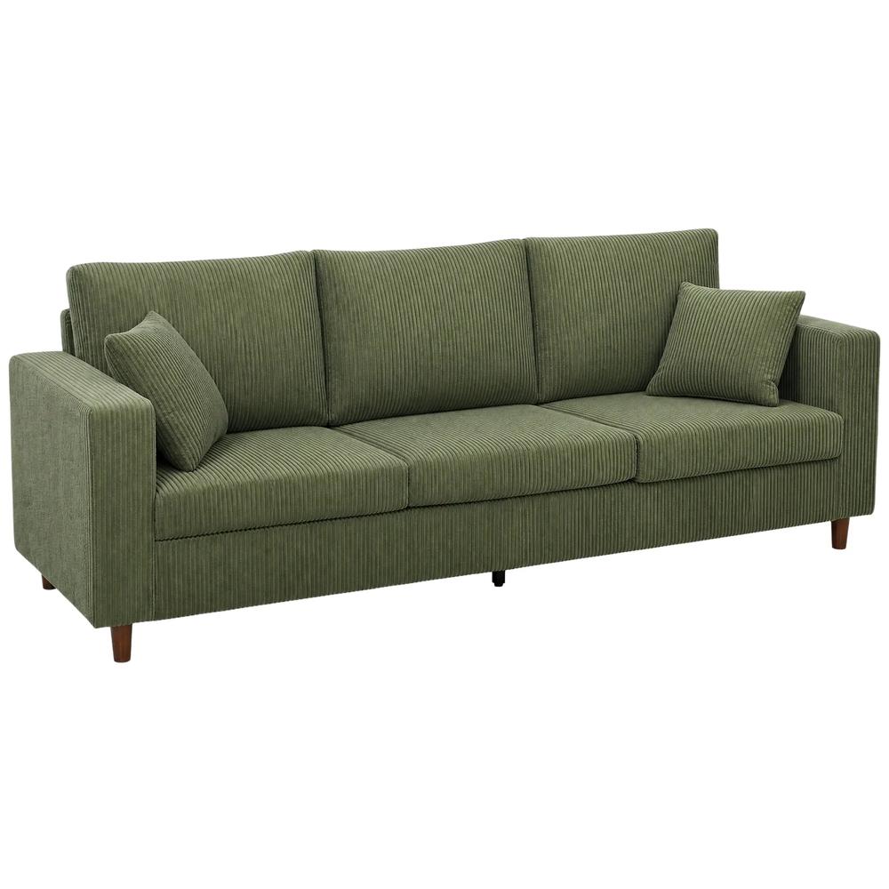 HOMCOM 3 Seater Sofa with Wide Seat, Corduroy Fabric Couch with Deep Seat, Spring Cushion