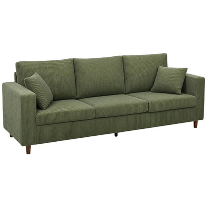 HOMCOM 3 Seater Sofa with Wide Seat, Corduroy Fabric Couch with Deep Seat, Spring Cushion