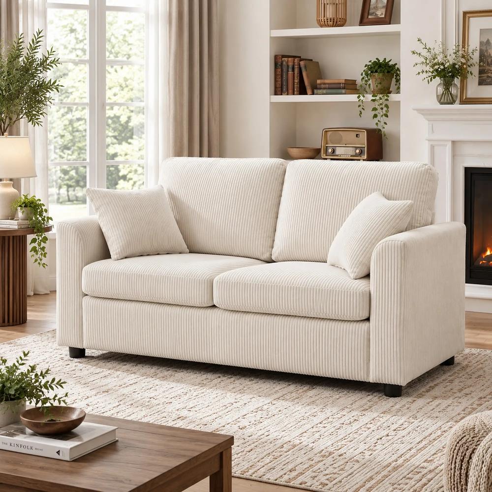 HOMCOM 2 Seater Sofa, Corduroy Small Couch with Spring Cushion, Wide and Deep Seat Additional View 13