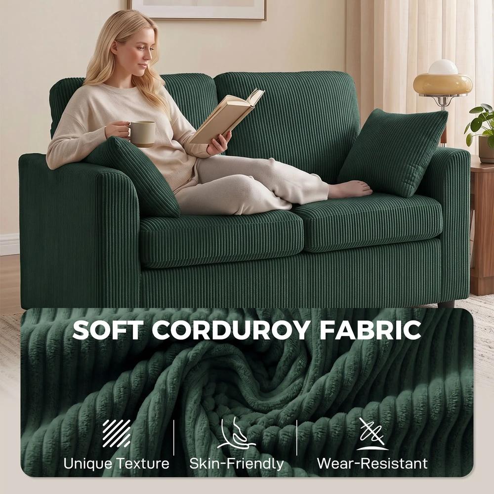 HOMCOM 2 Seater Sofa, Corduroy Small Couch with Spring Cushion, Wide and Deep Seat Additional View 18