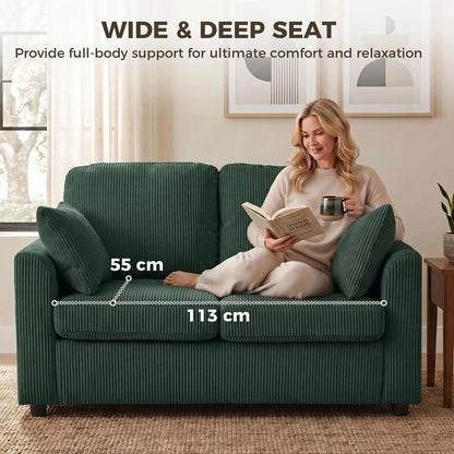 HOMCOM 2 Seater Sofa, Corduroy Small Couch with Spring Cushion, Wide and Deep Seat Additional View 20