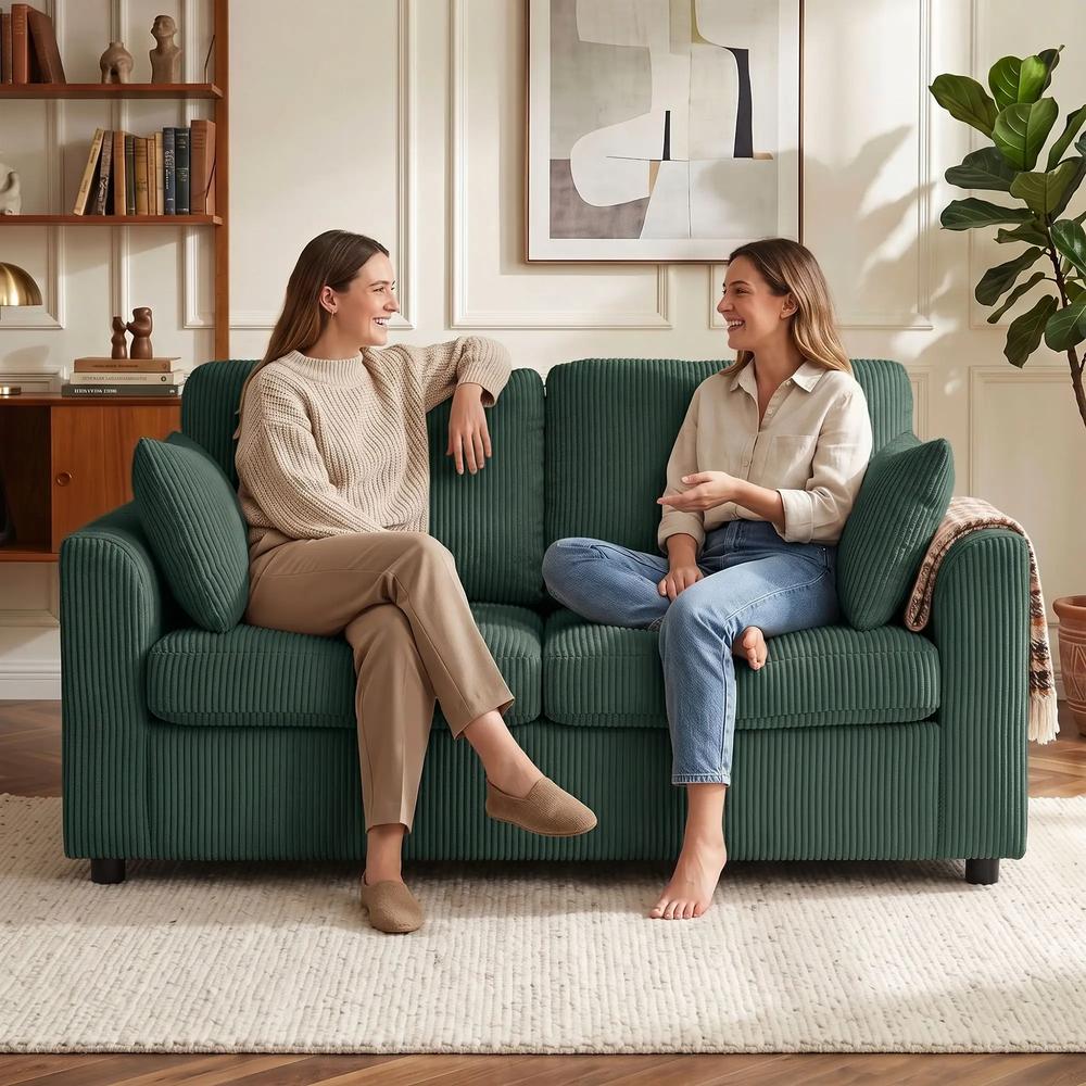HOMCOM 2 Seater Sofa, Corduroy Small Couch with Spring Cushion, Wide and Deep Seat Additional View 21