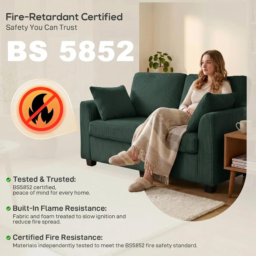 HOMCOM 2 Seater Sofa, Corduroy Small Couch with Spring Cushion, Wide and Deep Seat Additional View 22
