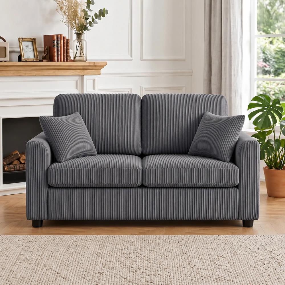 HOMCOM 2 Seater Sofa, Corduroy Small Couch with Spring Cushion, Wide and Deep Seat Additional View 26
