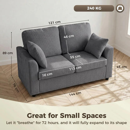 HOMCOM 2 Seater Sofa, Corduroy Small Couch with Spring Cushion, Wide and Deep Seat Additional View 27