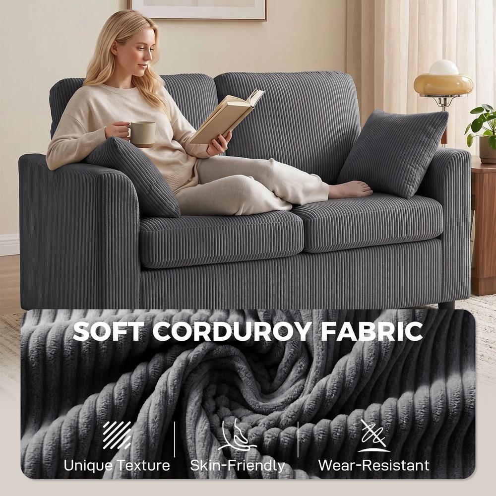 HOMCOM 2 Seater Sofa, Corduroy Small Couch with Spring Cushion, Wide and Deep Seat Additional View 28