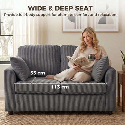 HOMCOM 2 Seater Sofa, Corduroy Small Couch with Spring Cushion, Wide and Deep Seat Additional View 30