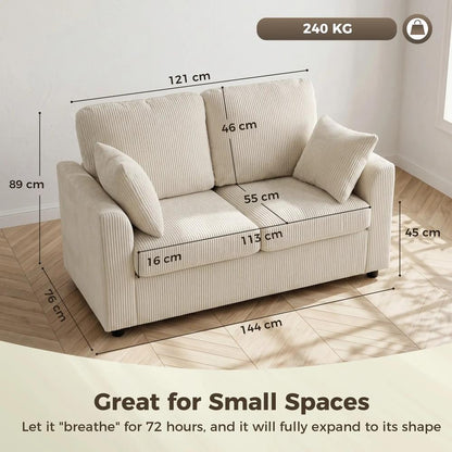 HOMCOM 2 Seater Sofa, Corduroy Small Couch with Spring Cushion, Wide and Deep Seat Additional View 3