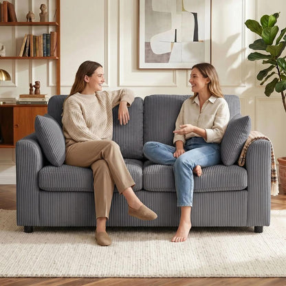 HOMCOM 2 Seater Sofa, Corduroy Small Couch with Spring Cushion, Wide and Deep Seat Additional View 31
