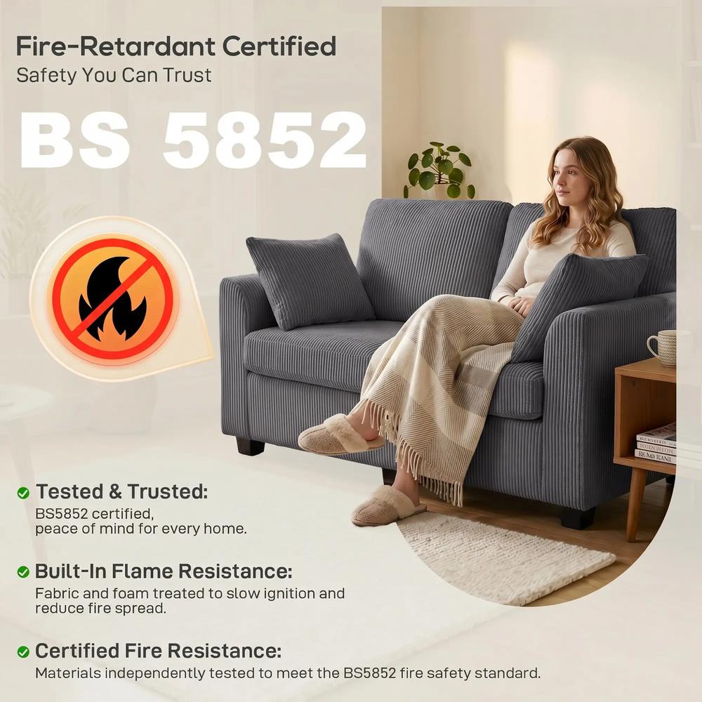 HOMCOM 2 Seater Sofa, Corduroy Small Couch with Spring Cushion, Wide and Deep Seat Additional View 32