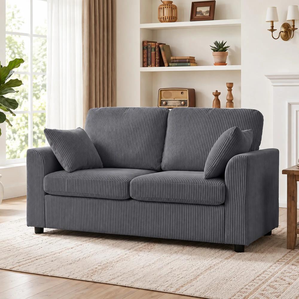 HOMCOM 2 Seater Sofa, Corduroy Small Couch with Spring Cushion, Wide and Deep Seat Additional View 37